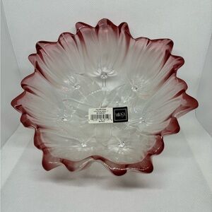 Vintage Mikasa Walther Glass Pink Frosted 6.5” Tulip Serving Bowl